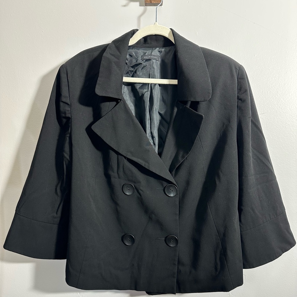 Courtenay Women’s 1X Stretch Black Button Front Blazer | SKU 0164